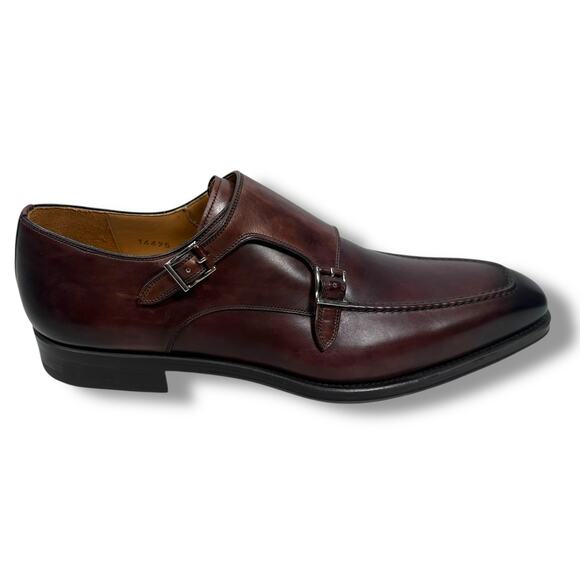 Magnanni For Neiman Marcus Double Monk Strap Loafers Men’s 13 M Brown Shoes New - Picture 1 of 9